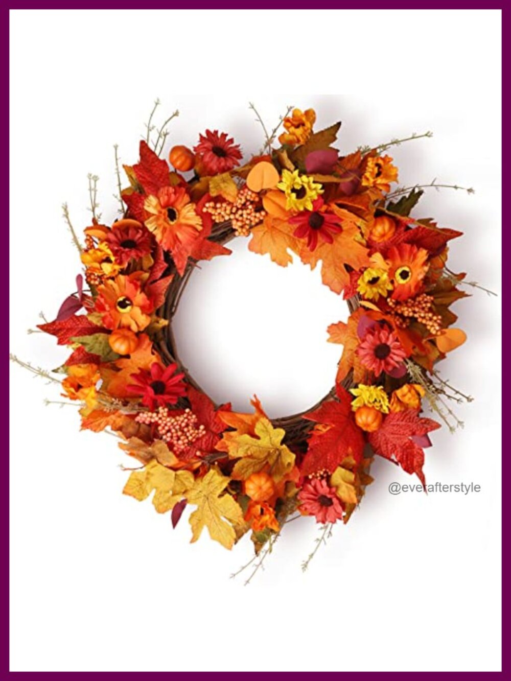 Fall Wreath 22 Inch Autumn Harvest Front Door Decor